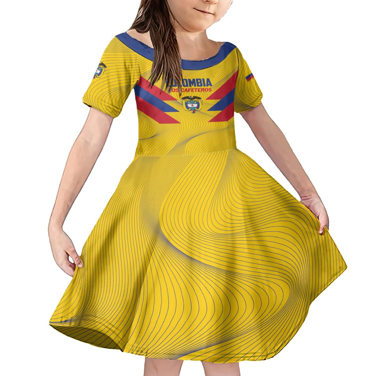 Personalized Colombia 2024 Football Kid Short Sleeve Dress Go Los Cafeteros - Wonder Print Shop