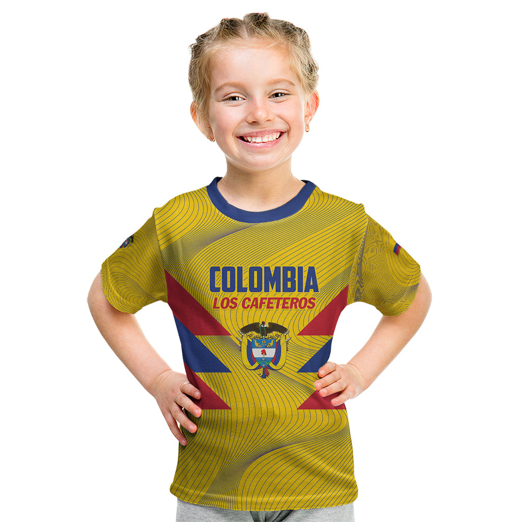 Personalized Colombia 2024 Football Kid T Shirt Go Los Cafeteros - Wonder Print Shop