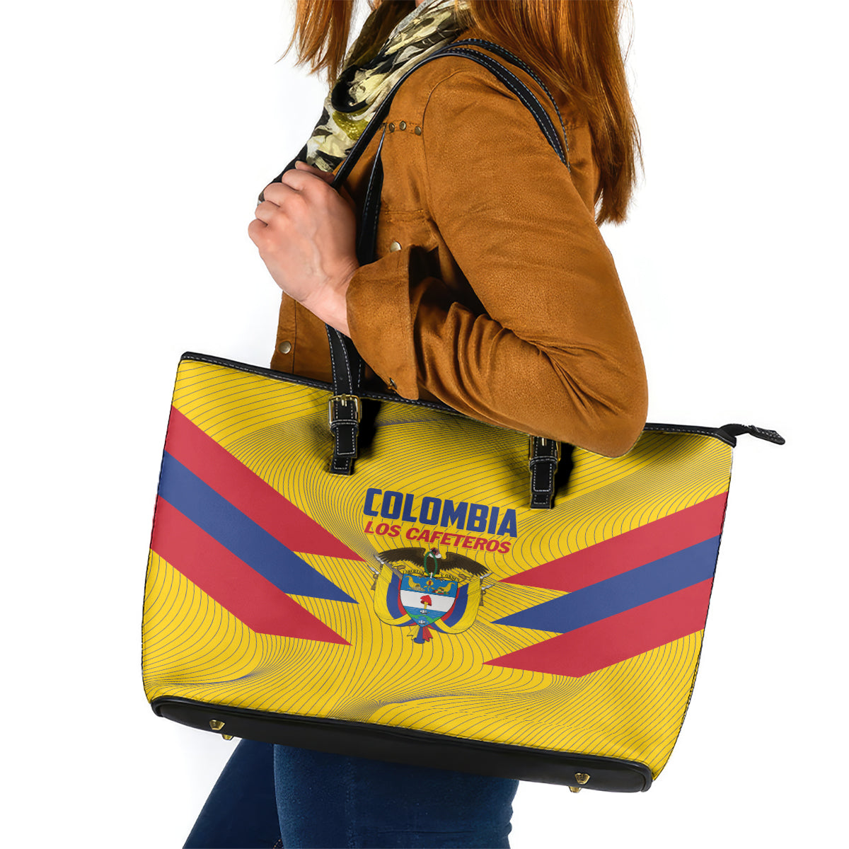 Colombia 2024 Football Leather Tote Bag Go Los Cafeteros - Wonder Print Shop