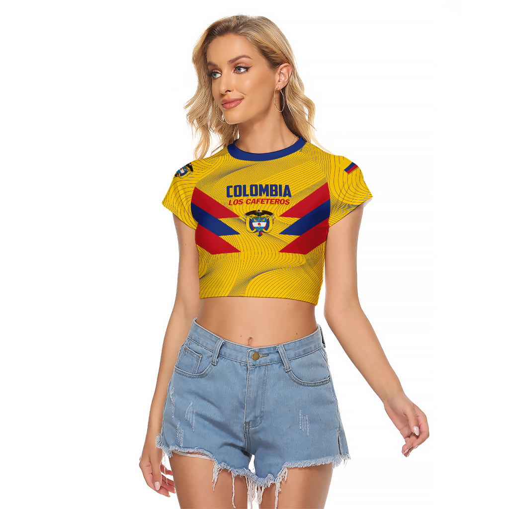 Personalized Colombia 2024 Football Raglan Cropped T Shirt Go Los Cafeteros