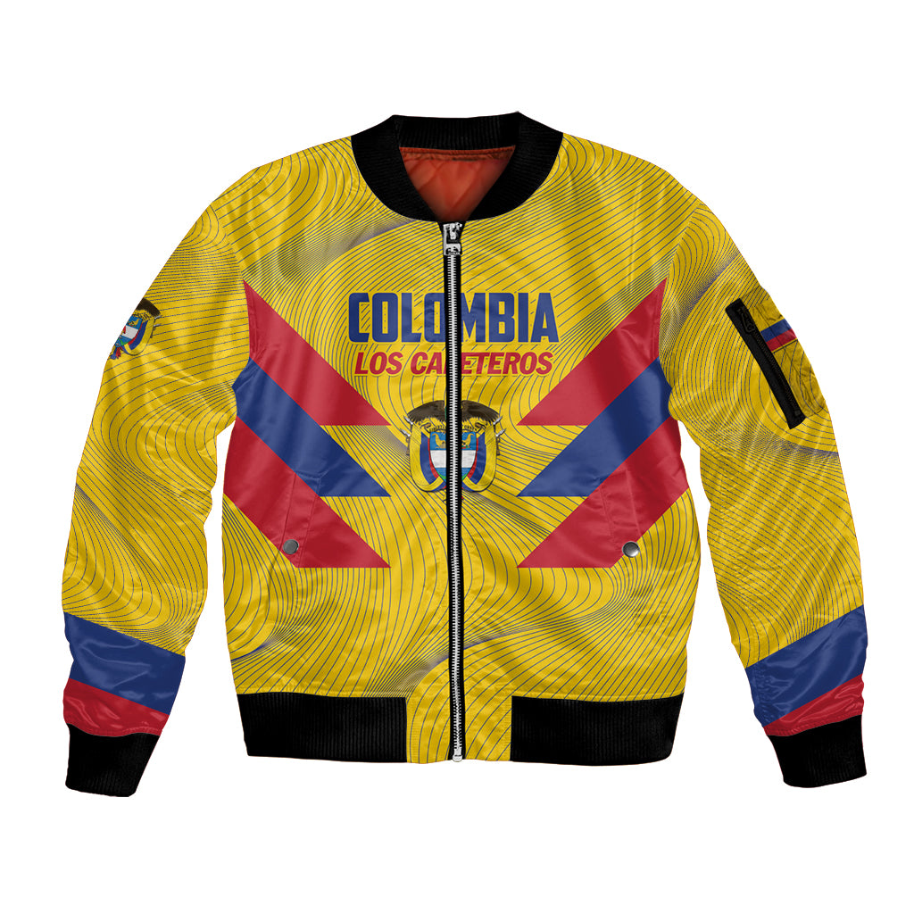 Personalized Colombia 2024 Football Sleeve Zip Bomber Jacket Go Los Cafeteros - Wonder Print Shop