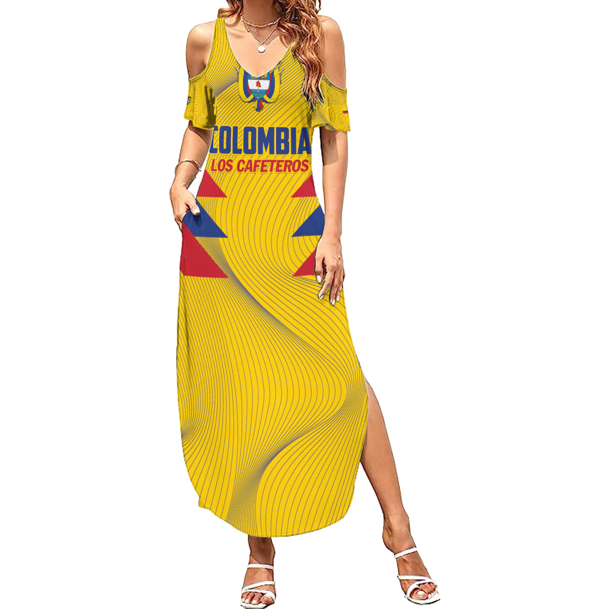 Personalized Colombia 2024 Football Summer Maxi Dress Go Los Cafeteros - Wonder Print Shop