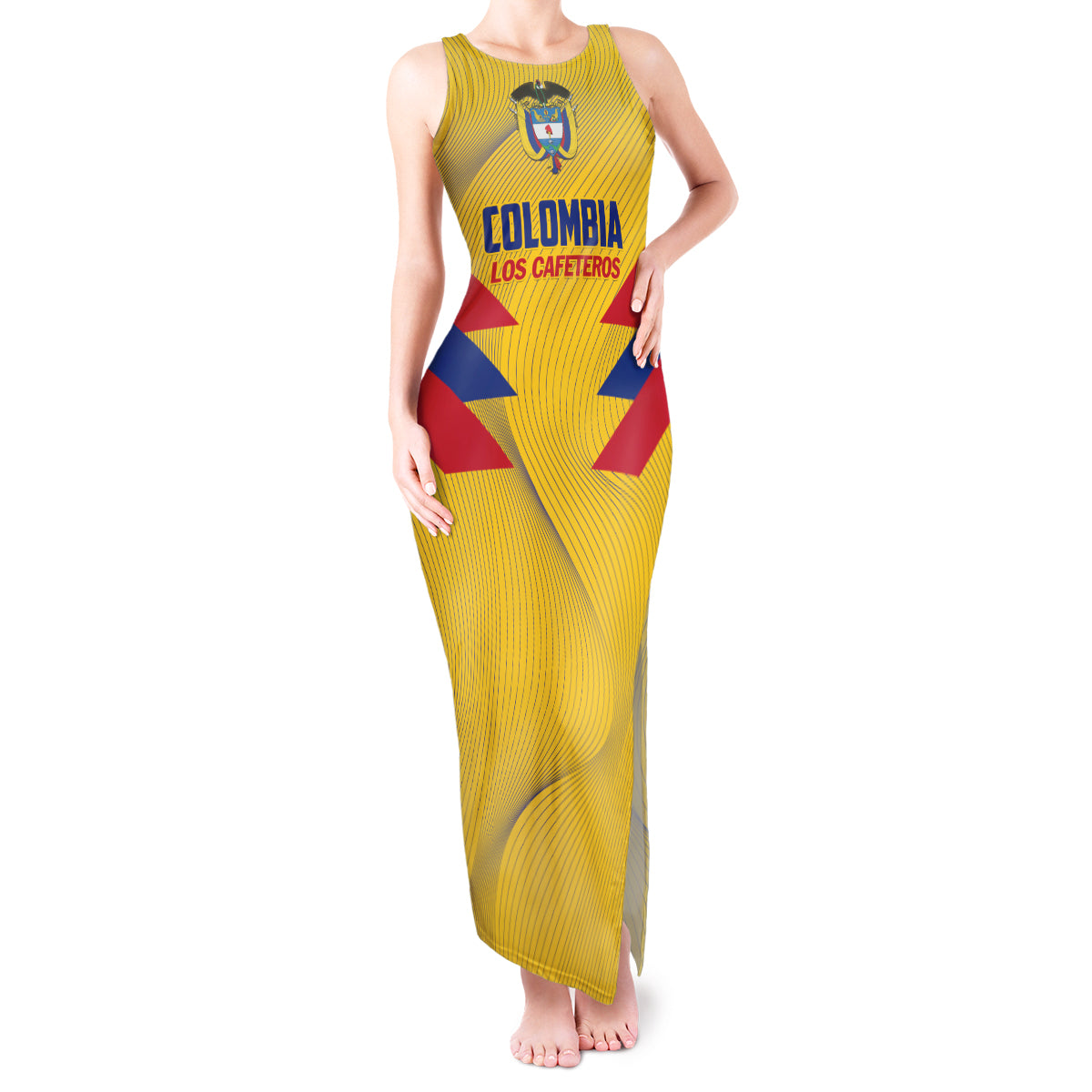 Personalized Colombia 2024 Football Tank Maxi Dress Go Los Cafeteros - Wonder Print Shop