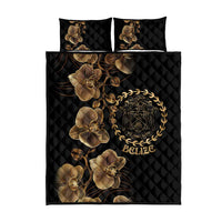 Belize Gold Orchid Quilt Bed Set Luxury Stylized