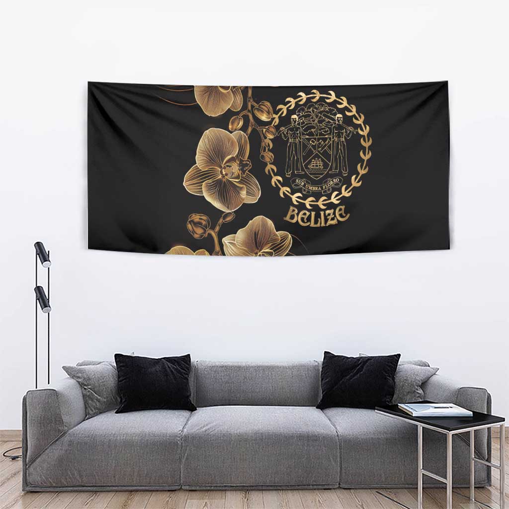 Belize Gold Orchid Tapestry Luxury Stylized