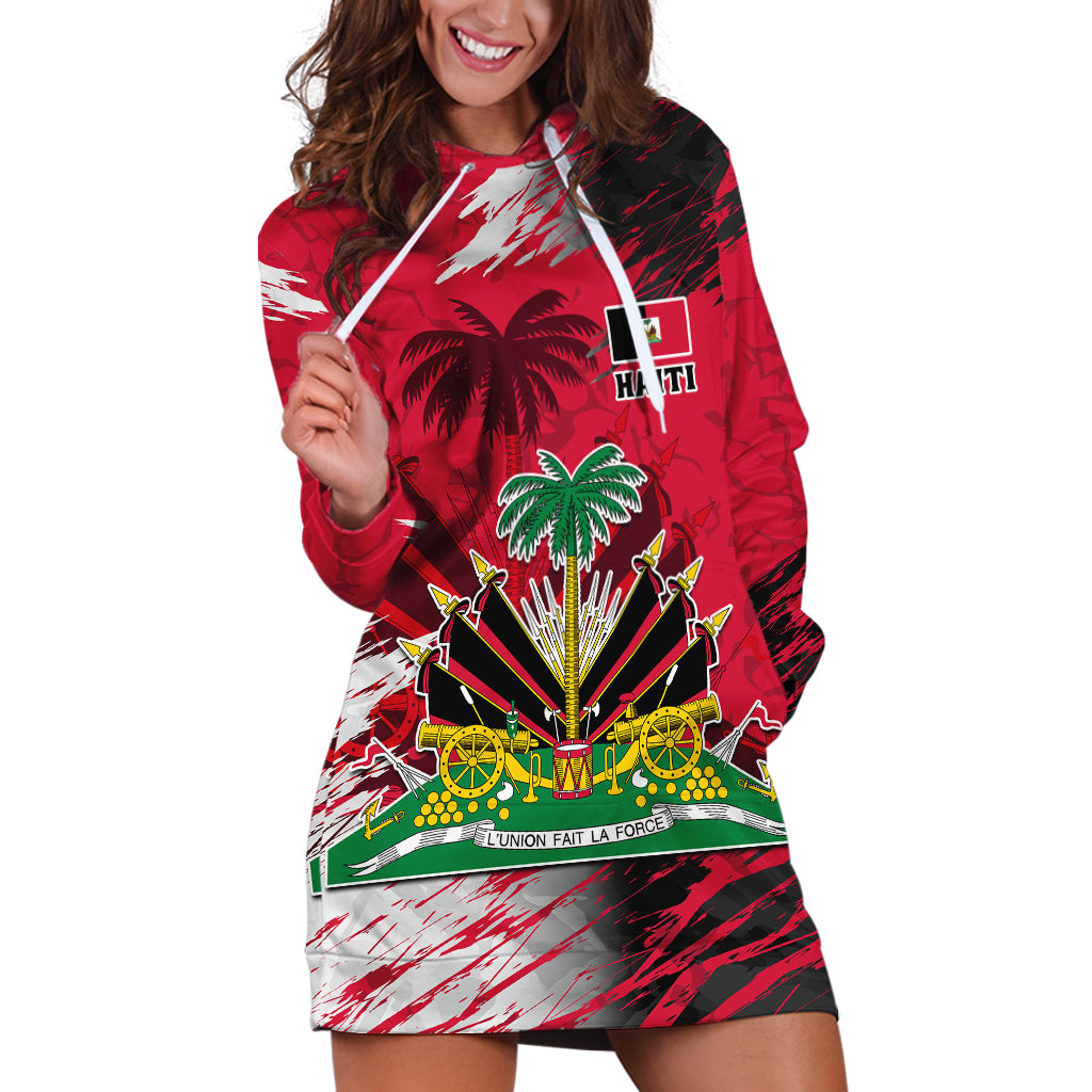 Personalised Haiti 1964 Hoodie Dress Ayiti Coat Of Arms With Flag - Wonder Print Shop