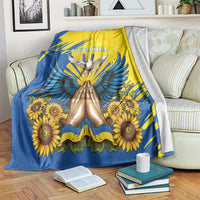 Ukraine dove and sunflower graphic blue and yellow blanket with draped design