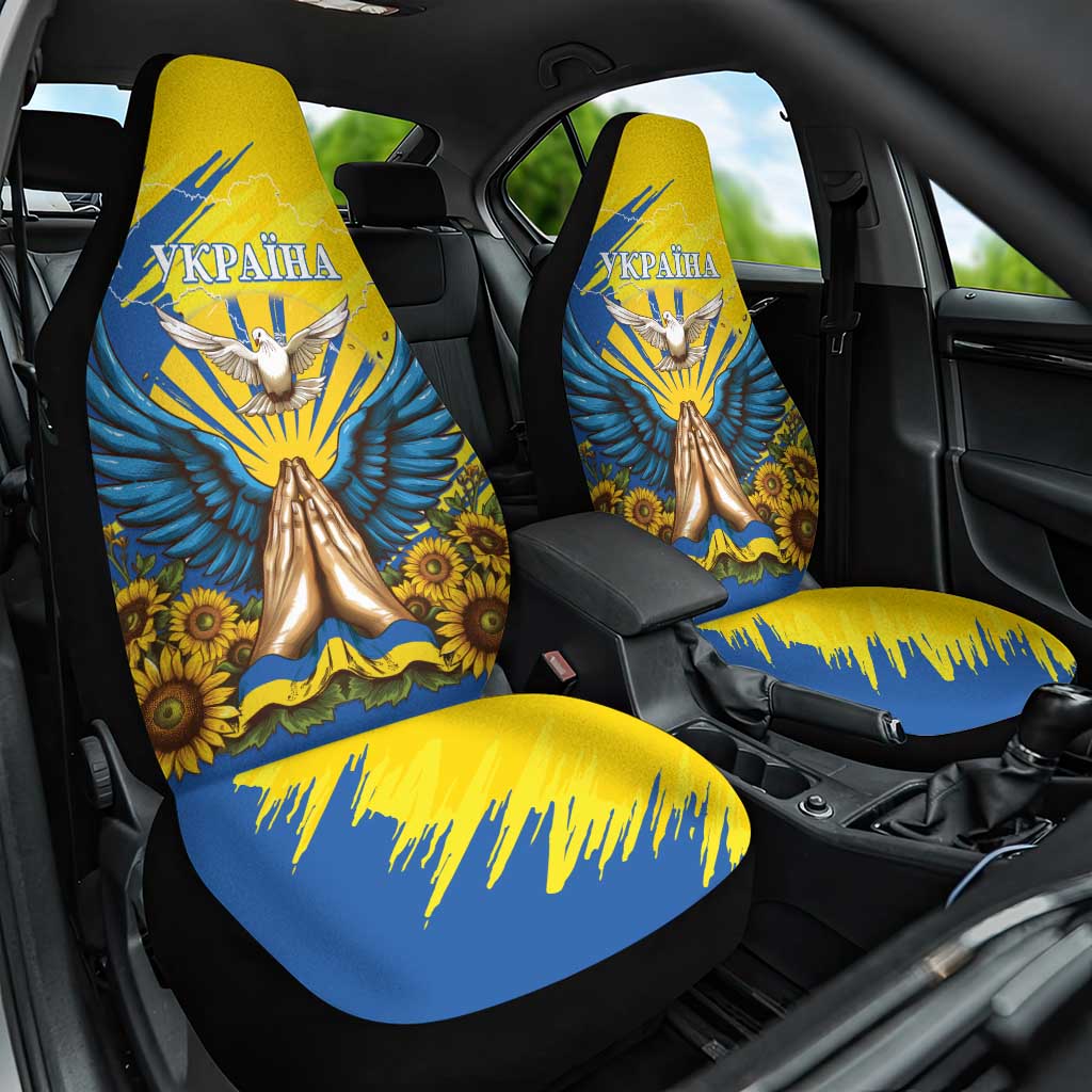 Ukraine Independence Day Car Seat Cover Ukrainian Dove Sunflower - Wonder Print Shop