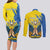 Ukraine Independence Day Couples Matching Long Sleeve Bodycon Dress and Long Sleeve Button Shirt Ukrainian Dove Sunflower - Wonder Print Shop