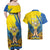 Ukraine Independence Day Couples Matching Off Shoulder Maxi Dress and Hawaiian Shirt Ukrainian Dove Sunflower - Wonder Print Shop