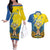 Ukraine Independence Day Couples Matching Off The Shoulder Long Sleeve Dress and Hawaiian Shirt Ukrainian Dove Sunflower - Wonder Print Shop