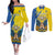 Ukraine Independence Day Couples Matching Off The Shoulder Long Sleeve Dress and Long Sleeve Button Shirt Ukrainian Dove Sunflower