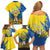 Ukraine Independence Day Family Matching Off Shoulder Short Dress and Hawaiian Shirt Ukrainian Dove Sunflower - Wonder Print Shop