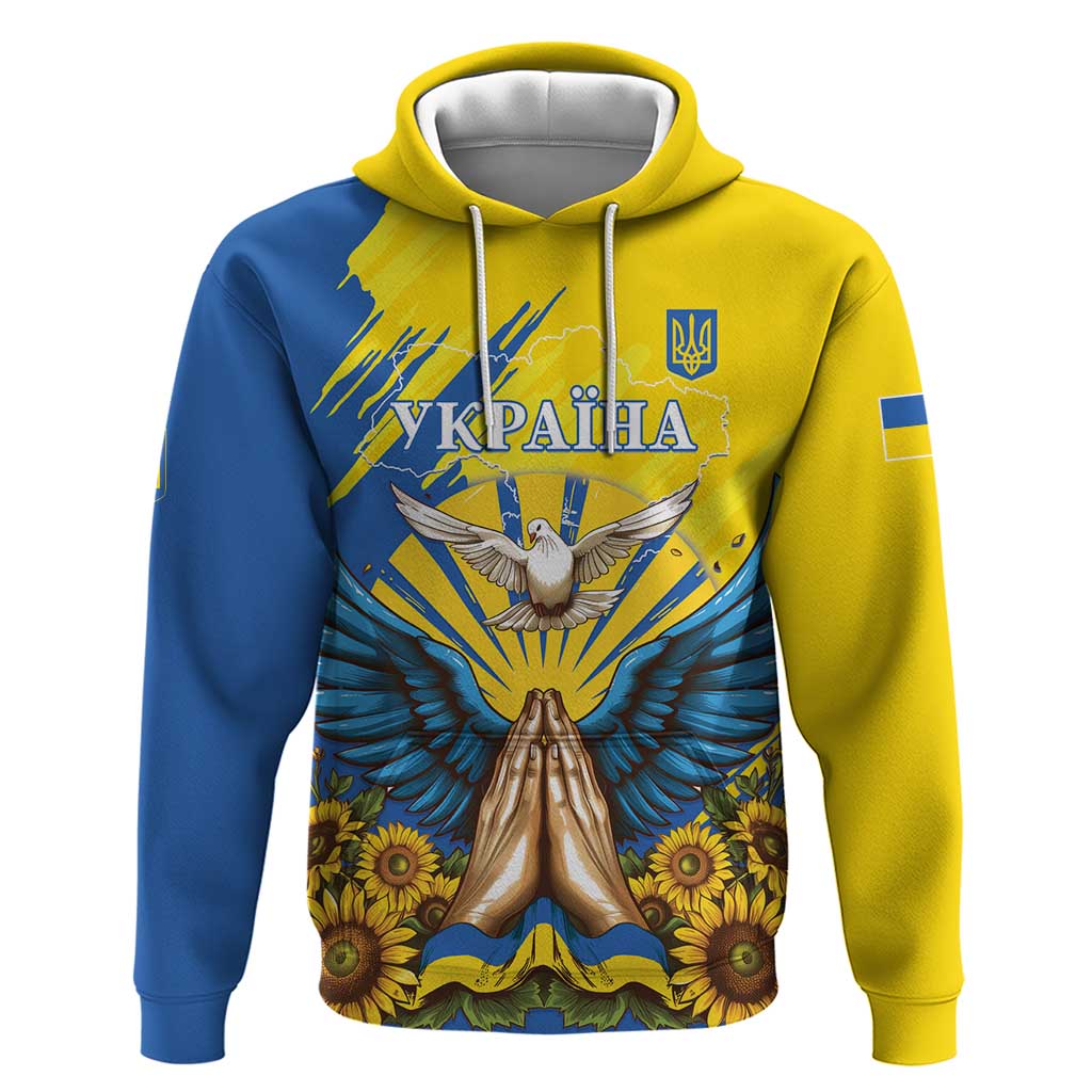 Ukraine Independence Day Hoodie Ukrainian Dove Sunflower - Wonder Print Shop