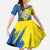 Ukraine Independence Day Kid Short Sleeve Dress Ukrainian Dove Sunflower - Wonder Print Shop