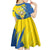 Ukraine Independence Day Kid Short Sleeve Dress Ukrainian Dove Sunflower - Wonder Print Shop