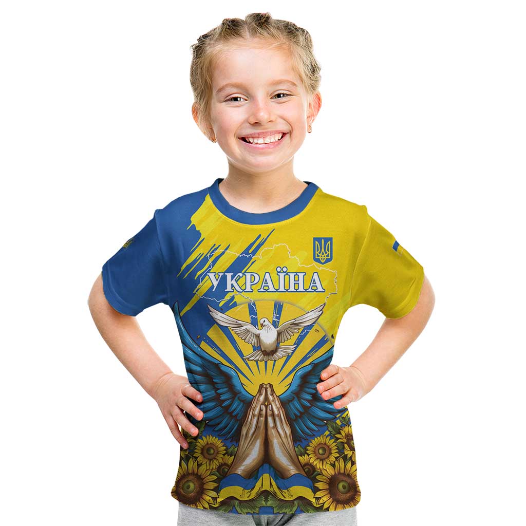 Ukraine Independence Day Kid T Shirt Ukrainian Dove Sunflower - Wonder Print Shop