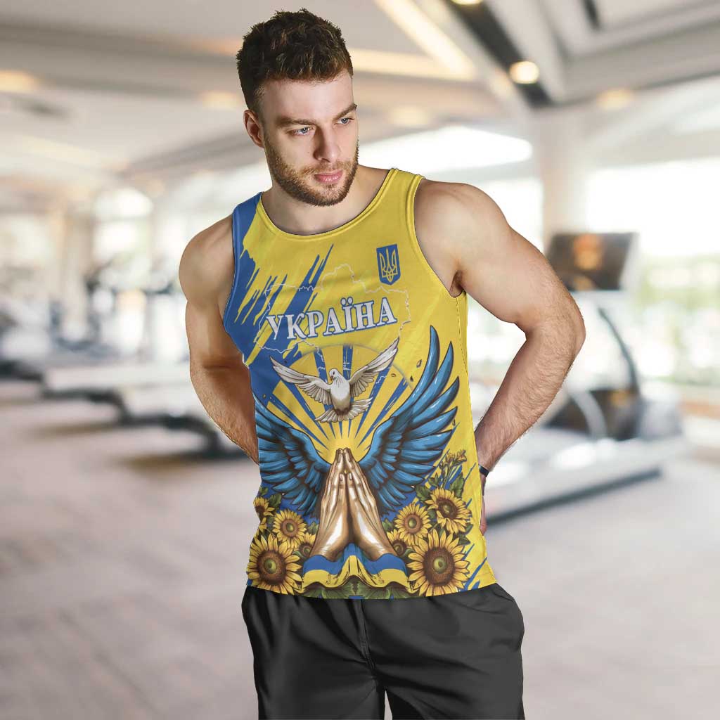 Ukraine Independence Day Men Tank Top Ukrainian Dove Sunflower - Wonder Print Shop