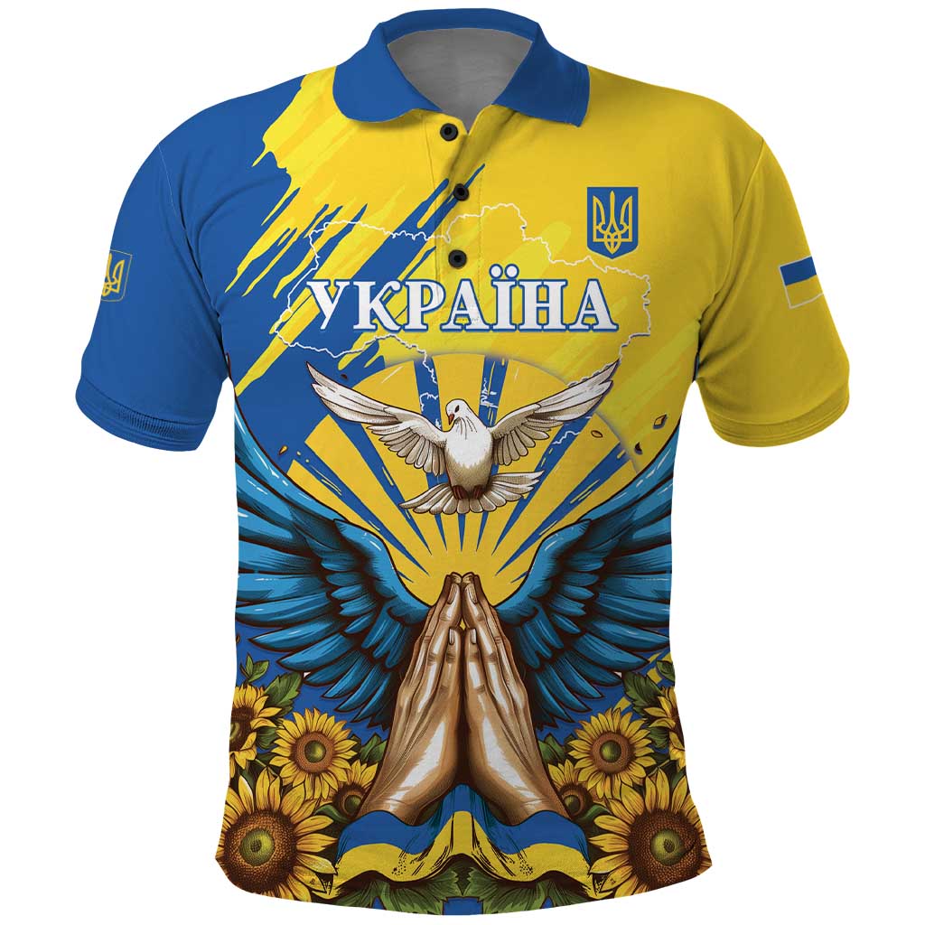 Ukraine Independence Day Polo Shirt Ukrainian Dove Sunflower - Wonder Print Shop