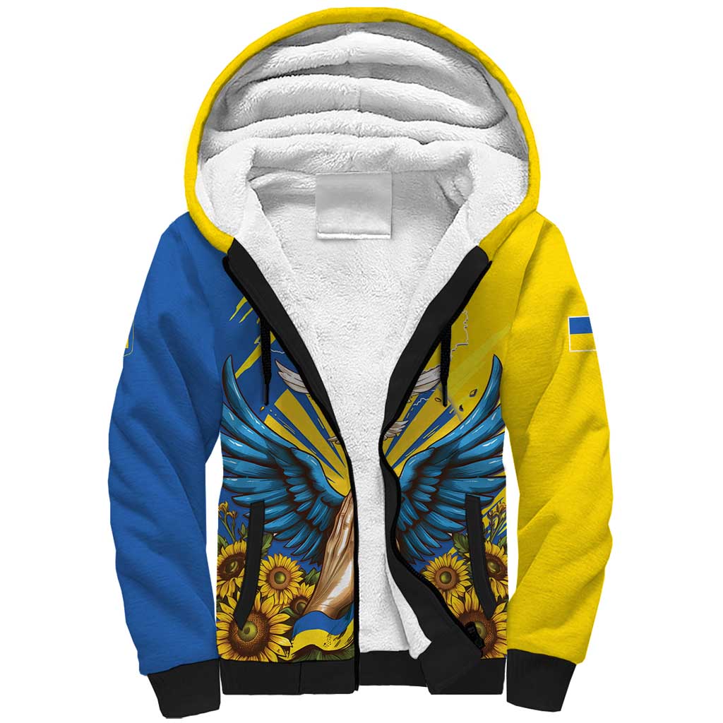 Ukraine Independence Day Sherpa Hoodie Ukrainian Dove Sunflower - Wonder Print Shop