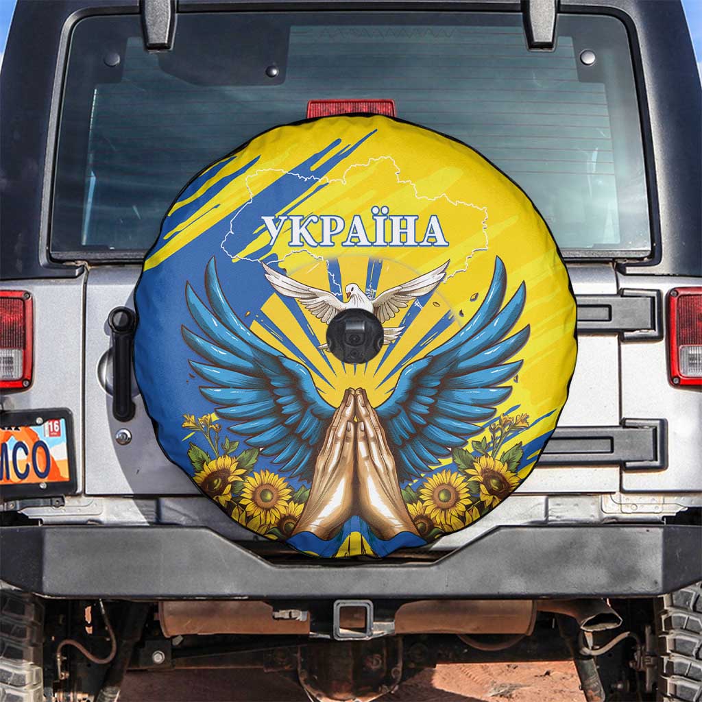 Ukraine Independence Day Spare Tire Cover Ukrainian Dove Sunflower - Wonder Print Shop