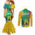 Gabon Independence Day Couples Matching Mermaid Dress and Long Sleeve Button Shirt Gabonaise Flamboyant African Pattern