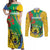 Gabon Independence Day Couples Matching Off Shoulder Maxi Dress and Long Sleeve Button Shirt Gabonaise Flamboyant African Pattern - Wonder Print Shop