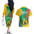 Gabon Independence Day Couples Matching Off The Shoulder Long Sleeve Dress and Hawaiian Shirt Gabonaise Flamboyant African Pattern - Wonder Print Shop