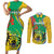 Gabon Independence Day Couples Matching Short Sleeve Bodycon Dress and Long Sleeve Button Shirt Gabonaise Flamboyant African Pattern - Wonder Print Shop