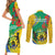 Gabon Independence Day Couples Matching Short Sleeve Bodycon Dress and Long Sleeve Button Shirt Gabonaise Flamboyant African Pattern - Wonder Print Shop