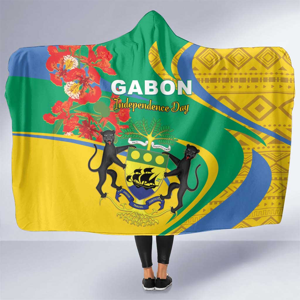 Gabon Independence Day Hooded Blanket Gabonaise Flamboyant African Pattern