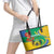 Gabon Independence Day Leather Tote Bag Gabonaise Flamboyant African Pattern - Wonder Print Shop