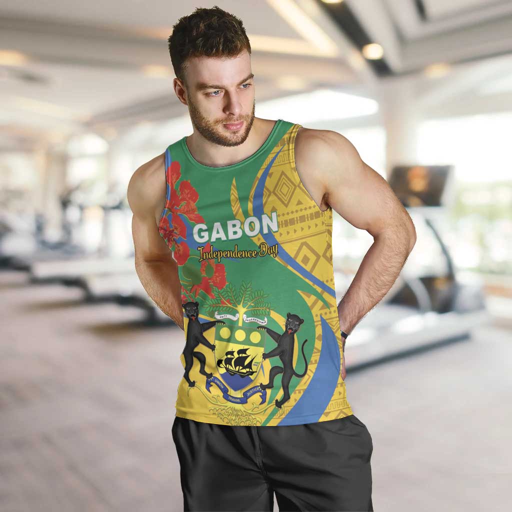 Gabon Independence Day Men Tank Top Gabonaise Flamboyant African Pattern - Wonder Print Shop