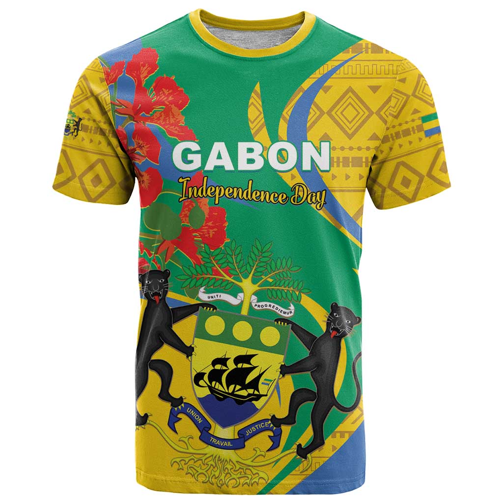 Gabon Independence Day T Shirt Gabonaise Flamboyant African Pattern - Wonder Print Shop