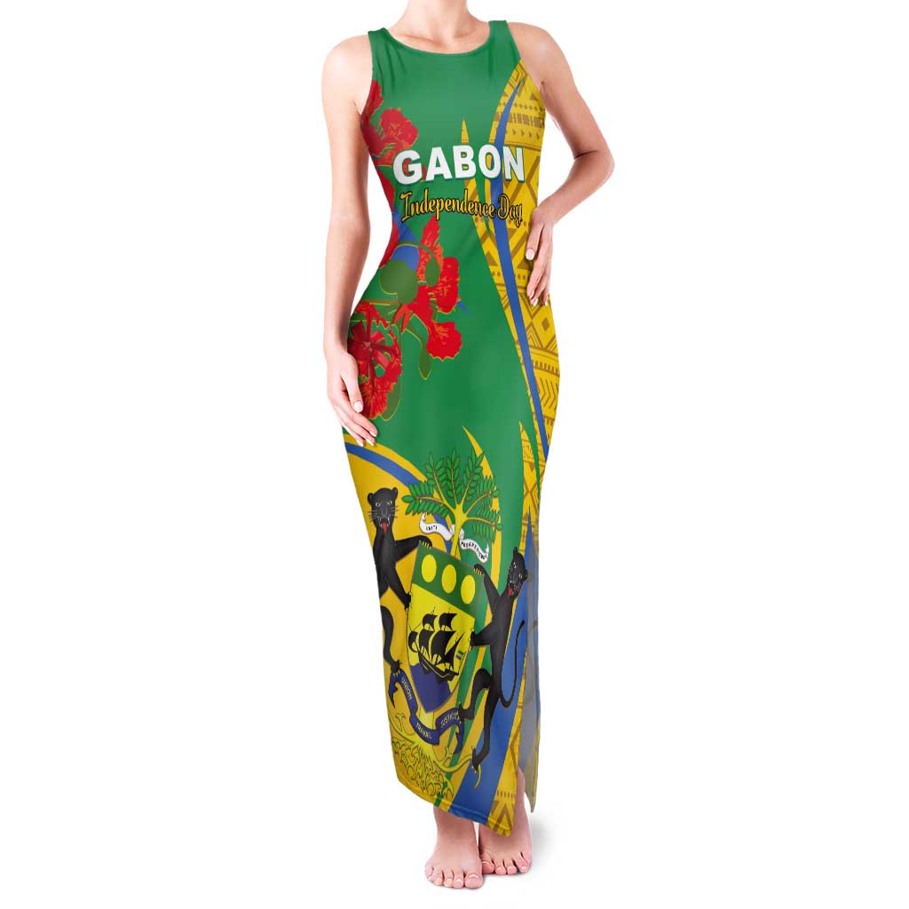 Gabon Independence Day Tank Maxi Dress Gabonaise Flamboyant African Pattern - Wonder Print Shop