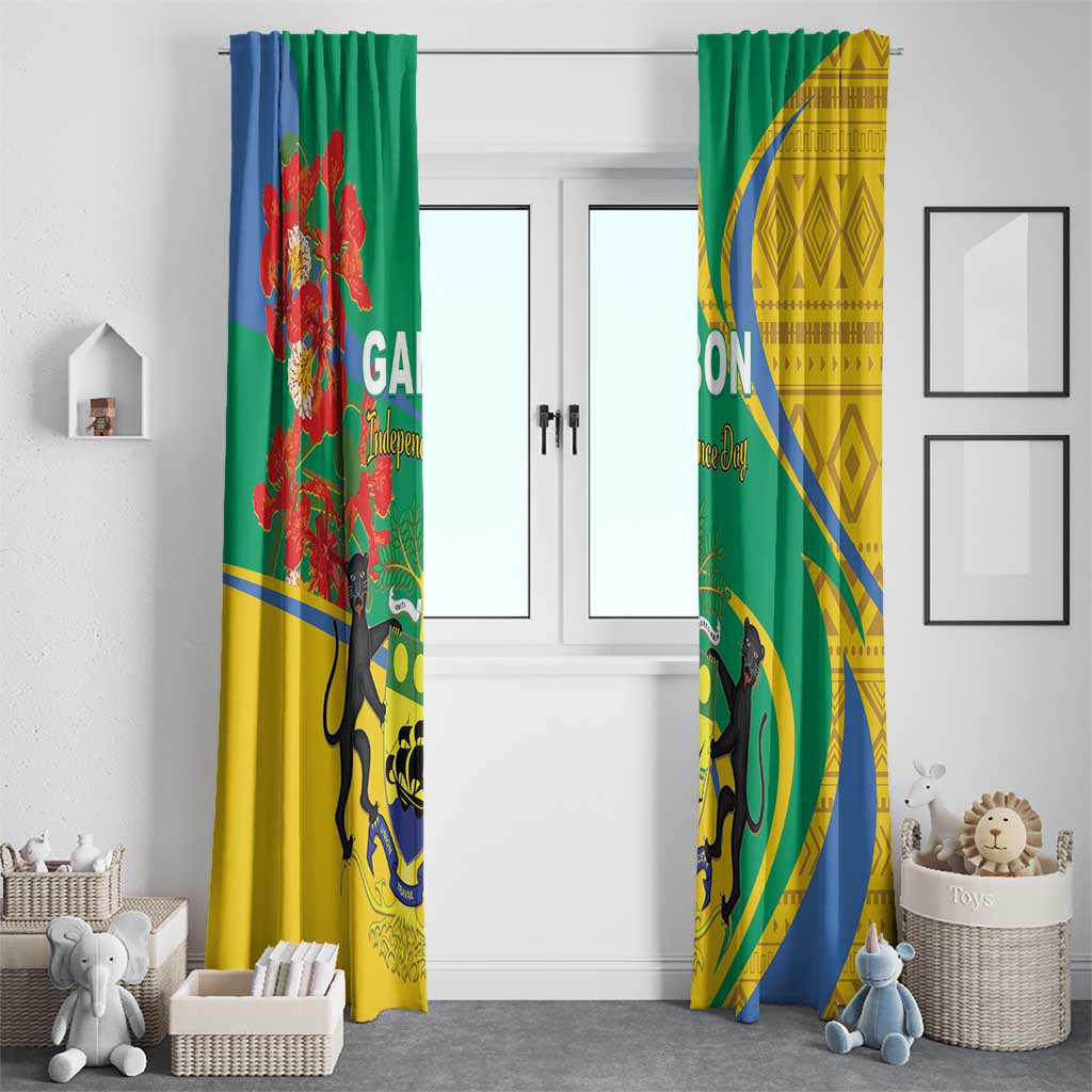 Green, yellow and blue window curtain set with animal graphic and geometric diamond panel
