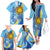 Uruguay Independence Day Family Matching Off The Shoulder Long Sleeve Dress and Hawaiian Shirt Sol de Mayo Erythrina Crista Galli - Wonder Print Shop