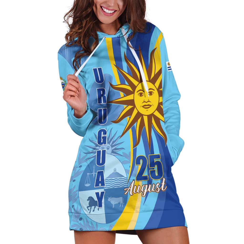 Uruguay Independence Day Hoodie Dress Sol de Mayo Erythrina Crista Galli - Wonder Print Shop