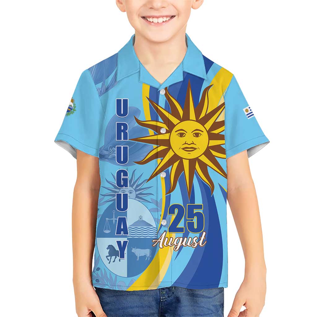 Uruguay Independence Day Kid Hawaiian Shirt Sol de Mayo Erythrina Crista Galli - Wonder Print Shop