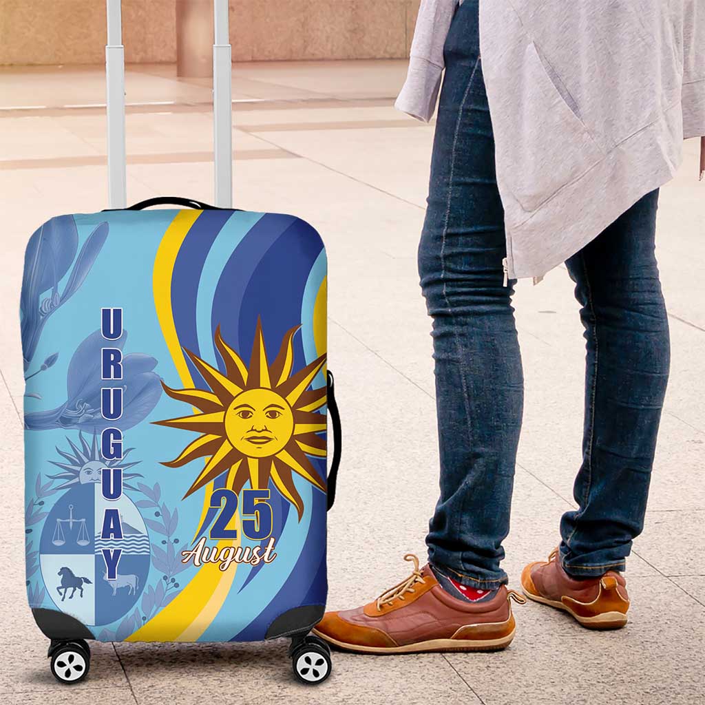 Uruguay Independence Day Luggage Cover Sol de Mayo Erythrina Crista Galli - Wonder Print Shop