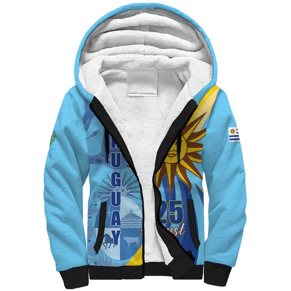 Uruguay Independence Day Sherpa Hoodie Sol de Mayo Erythrina Crista Galli - Wonder Print Shop