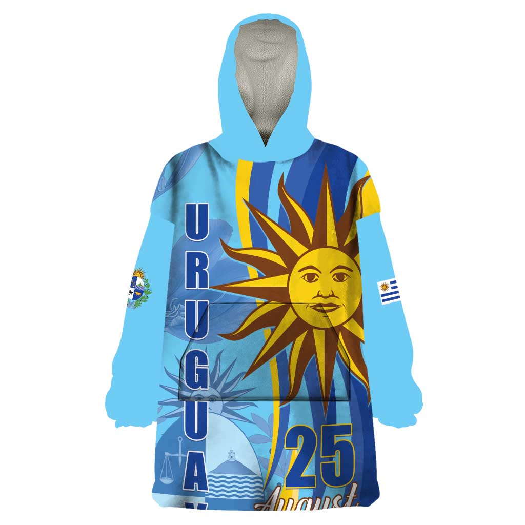 Uruguay Independence Day Wearable Blanket Hoodie Sol de Mayo Erythrina Crista Galli - Wonder Print Shop