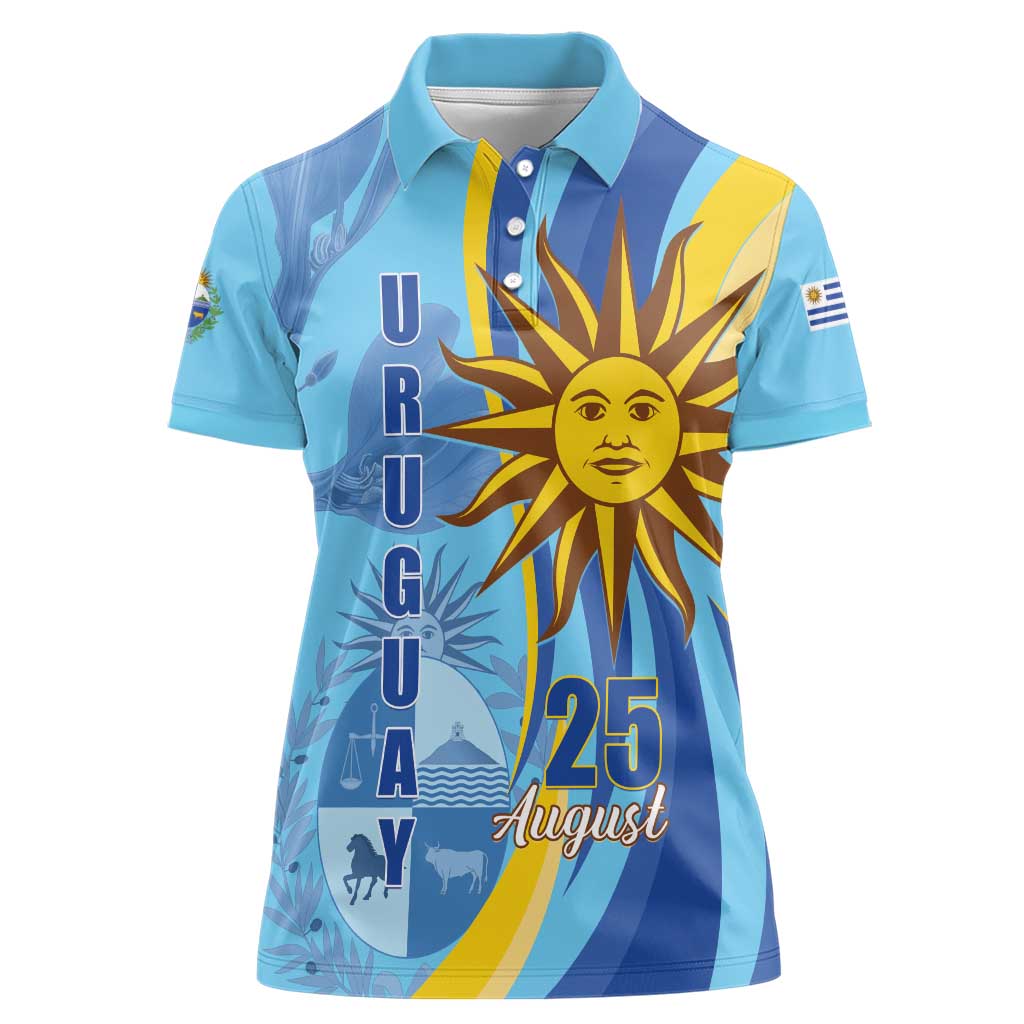 Uruguay Independence Day Women Polo Shirt Sol de Mayo Erythrina Crista Galli - Wonder Print Shop