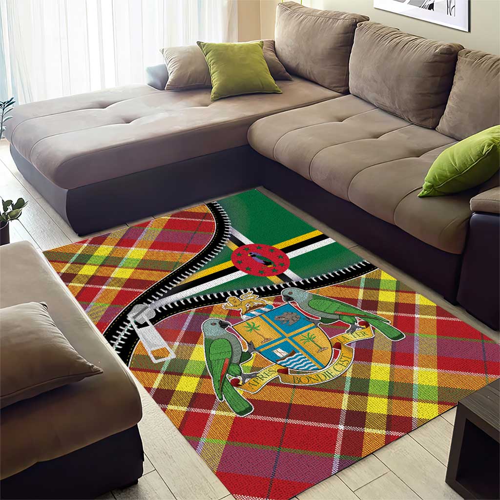 Dominica Creole Day Area Rug Madras Pattern Zipper Stylized - Wonder Print Shop