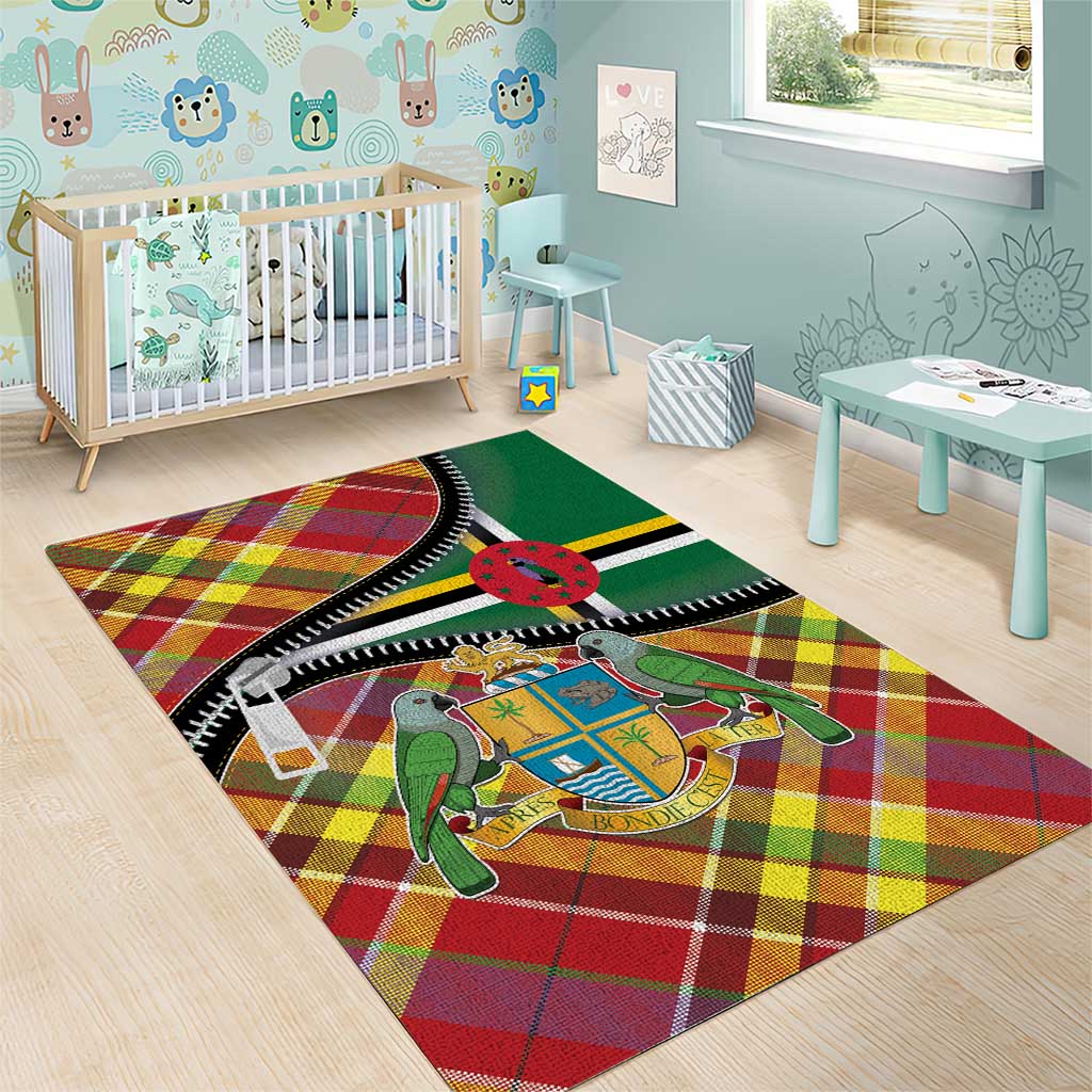 Dominica Creole Day Area Rug Madras Pattern Zipper Stylized - Wonder Print Shop