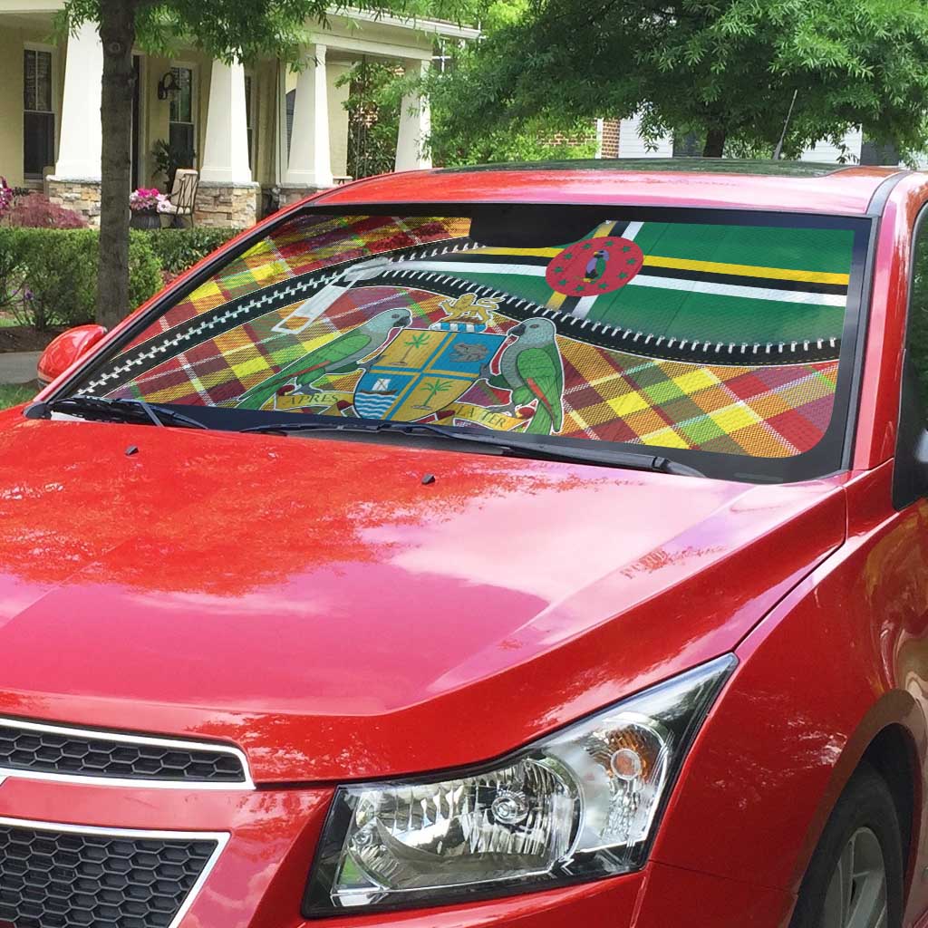 Dominica Creole Day Auto Sun Shade Madras Pattern Zipper Stylized - Wonder Print Shop
