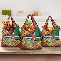 Dominica Creole Day Grocery Bag Madras Pattern Zipper Stylized - Wonder Print Shop