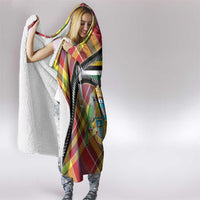 Dominica Creole Day Hooded Blanket Madras Pattern Zipper Stylized - Wonder Print Shop