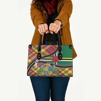 Dominica Creole Day Leather Bag Madras Pattern Zipper Stylized - Wonder Print Shop