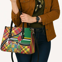 Dominica Creole Day Leather Bag Madras Pattern Zipper Stylized - Wonder Print Shop